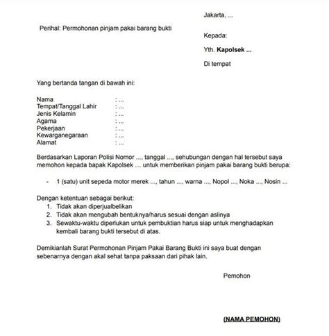 Detail Contoh Surat Pernyataan Peminjaman Barang Koleksi Nomer