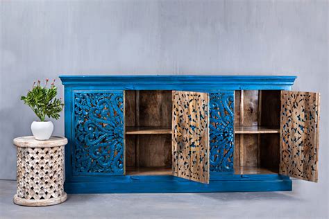 Carved Indian Sideboard Chisel And Log