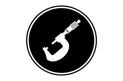 Micrometer Precision White Icon On Black Circle Vector Graphic By
