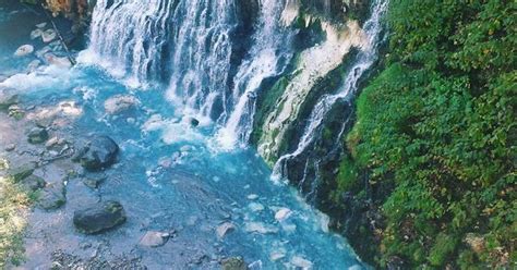 Shirahige Waterfall And Blue River Biei Hokkaido Japan
