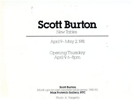 Gallery 98 Max Protetch Gallery Scott Burton New Tables Card 1981