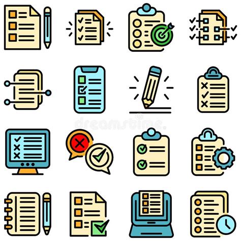 Assignment Icons Set Vector Flat Stock Vector Illustration Of