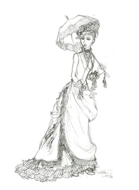 Sketch Of Victorian Women Coloring Pages