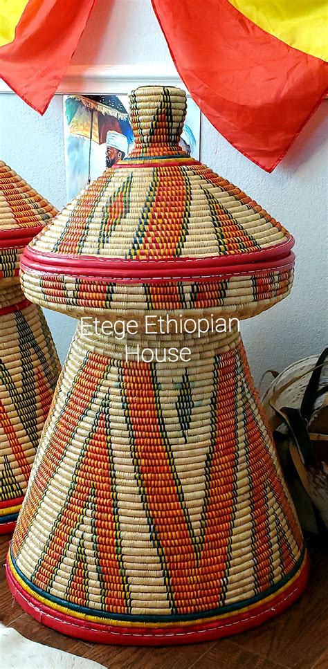 Large Hand Made Mesob Basket Ethiopian Eritrean Exquisite Etsy Hand