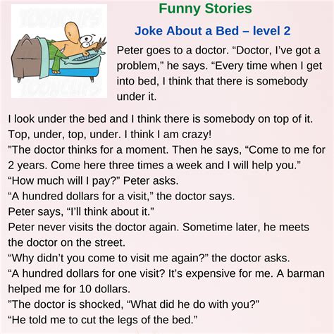 Funny Stories Joke About A Bed Level 2 Funny Stories In English