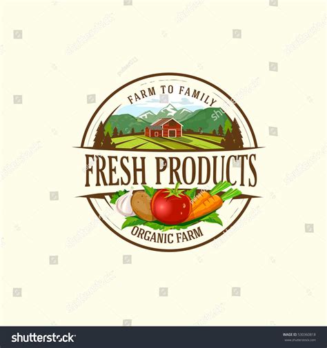 Organic Fresh Product Vector Logofarm Fresh Badge Illustration