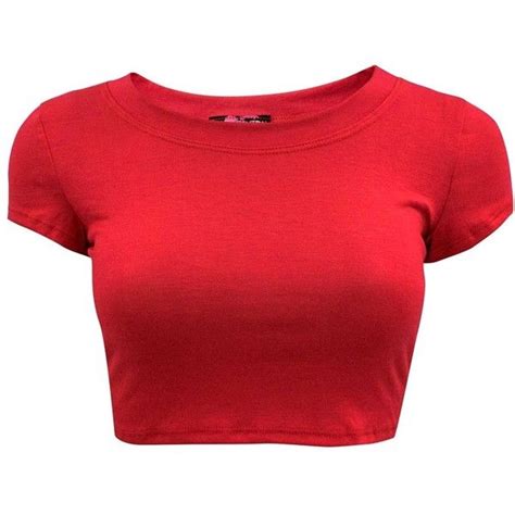 Basic Crop Tee T Shirt Crop Top Cropped Tee Shirt Red Short Sleeve Tops