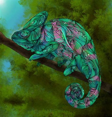 Chameleon Abstract Animal Professional Art Print By Brgproductions
