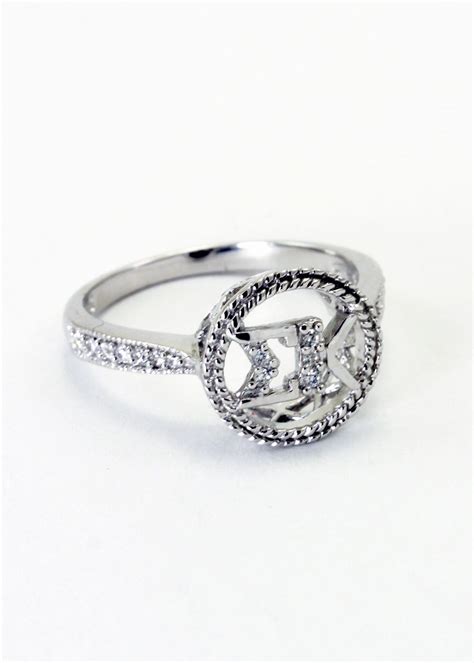 Sigma Kappa Sterling Silver Circular Ring Set With Simulated Etsy