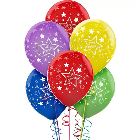 Latex Star Birthday Printed Balloons 12in 20ct Party City