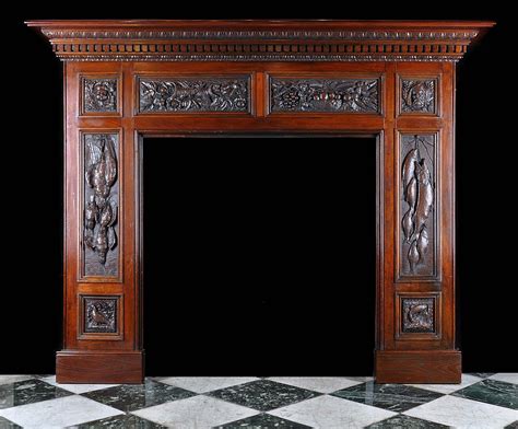 Antique Victorian Carved Wood Oak Fireplace Mantel Oak Fireplace