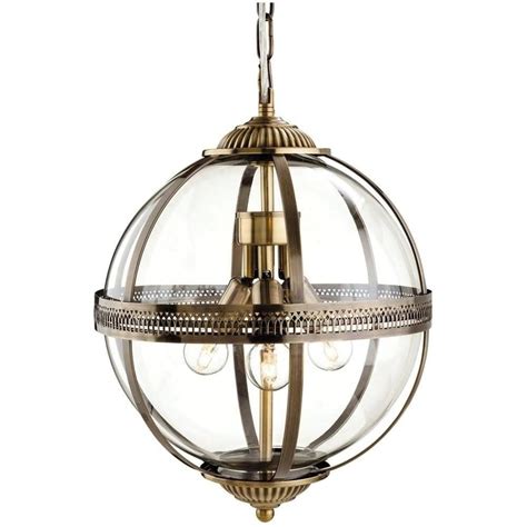 Firstlight Mayfair Stylish 3 Light Ceiling Pendant Globe In Antique Brass 3413ab Lighting From