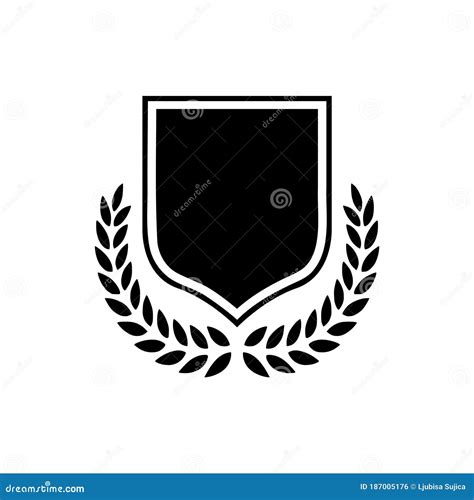 Shield With Laurel Wreath Icon Isolated On White Background Stock