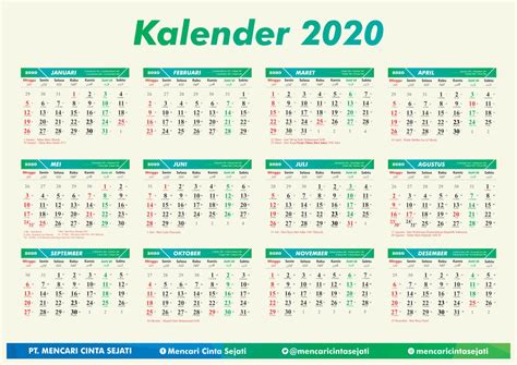 Download Gratis Template Kalender 2020 Single Page Cdr Idn Grafis