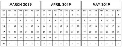 Get july 2021 calendar as free printable calendar in word,pdf and image format. March April May 2019 Calendar Printable PDF | Calendar ...