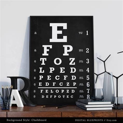 Eye Chart Poster Printable 5 Colors Optometrist Optician