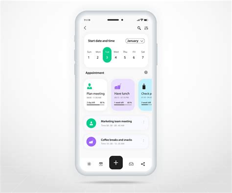 Mobile App Calendar Planner Concept Appointment Calendar Template Ui