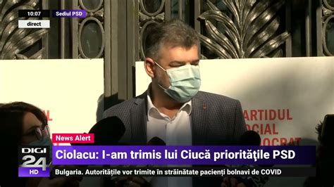 Ciolacu PSD nu poate negocia cu PNL I am trimis premierului desemnat cele priorități ale