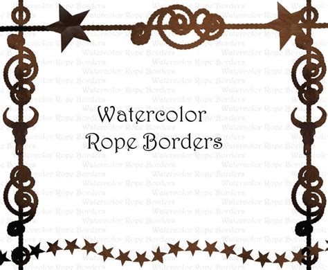 Watercolor Western Cowboy Rope Border Clipart Graphics High Etsy