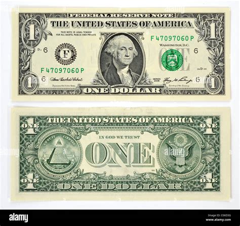 1 Us Dollar Banknote Front And Back Stock Photo Alamy