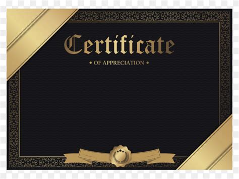 Certificate Of Appreciation Template With Gold Border On Transparent