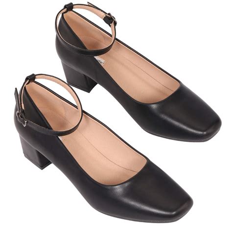 CINAK Low Heel Chunky Heels Dress Shoes for Women-, Black/037, Size 10. ...