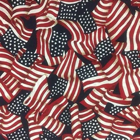 Patriotic Fabric Santee American Flag Toss Red White Blue