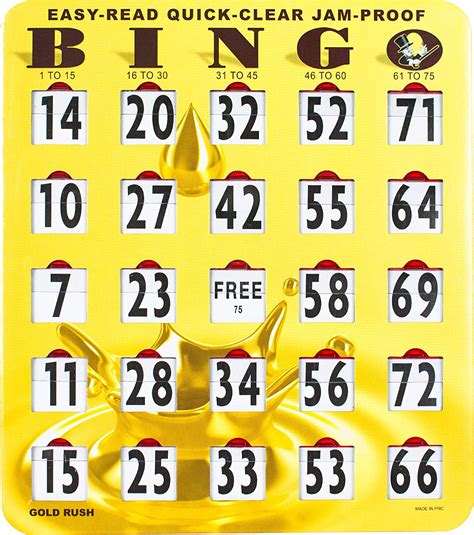 Buy Mr Chips Jam Proof Easy Read Quick Clear Large Print Fingertip Slide Bingo Cards With