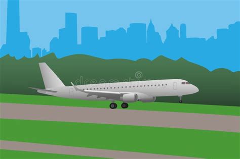 Airplane Landing Vector Illustration Stock Vector Illustration Of