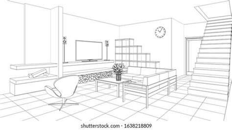 Interior Modern Living Room 3d Illustration Stock Illustration 1638218758