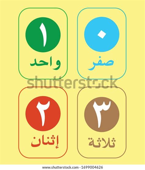 Arabic Numbers Flashcards Printable Preschool Kids Stock Vector