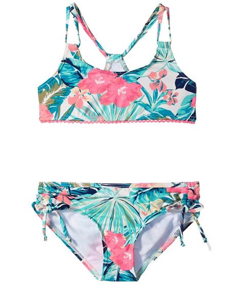 Roxy Roxy New Pink Girl Size 8 Tropical Floral Print Swimwear 2 Pc Bikini Set