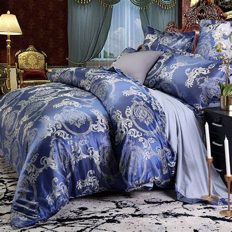 Blue Jacquard Royal Style Skin Friendly Smooth 4 Piece Polyester
