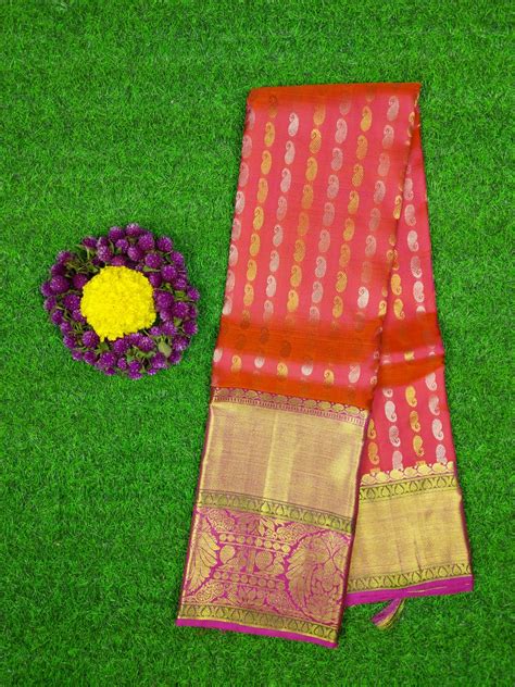 Red Colored Big Border Pure Kanchipuram Silk Saree Suma Silks