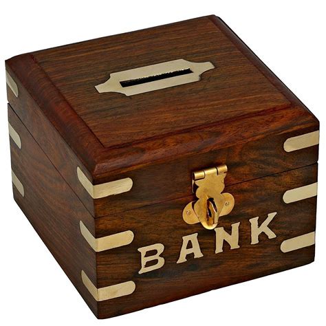 Small Safe Money Box Wooden Piggy Bank For Boys And Girls Pre Teens