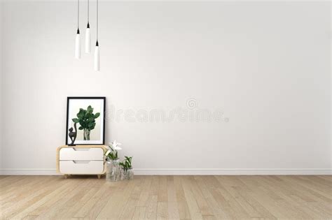 Japanese Living Room Interior On Empty White Wall Background