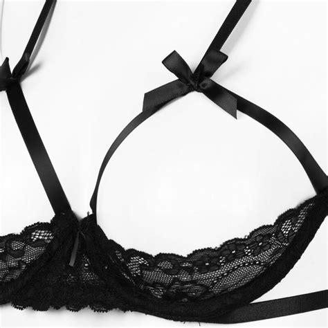 women lace bralette push up bra top open cups lingerie nightwear see through bra ebay