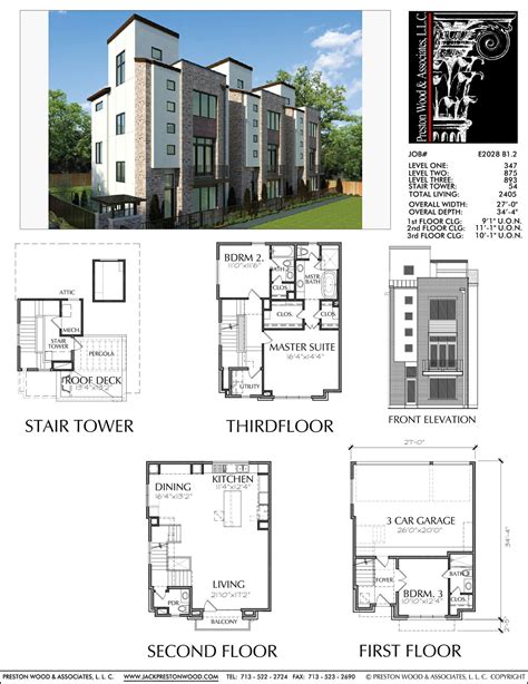 3 12 Story Townhouse Plan E2028 B12 Town House Floor Plan