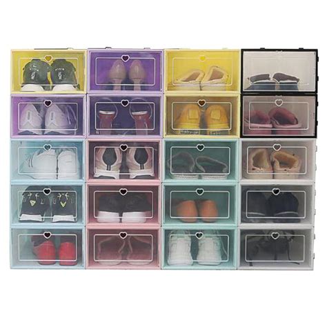 Buy 1pc Foldable Clear Shoes Storage Box Plastic Stackable Shoe