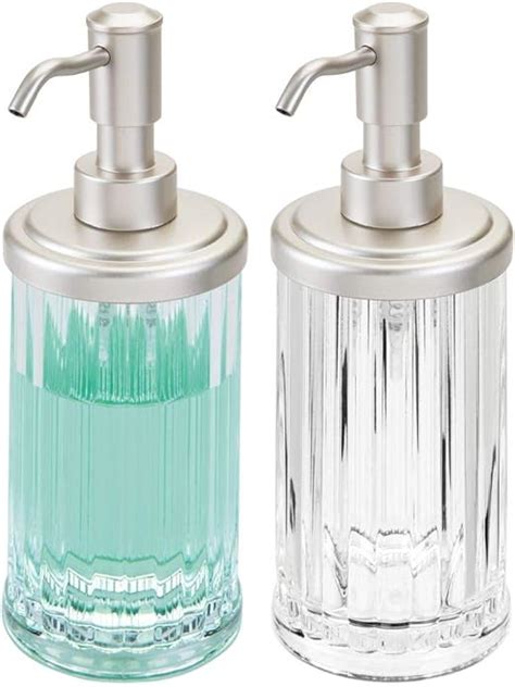 Amazon Com Mdesign Fluted Plastic Refillable Liquid Soap Dispenser