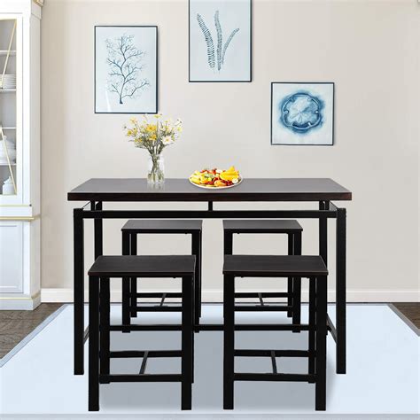 This set is awesome for small spaces. 5-Piece Kitchen Table and Chair Set, BTMWAY Modern Metal ...