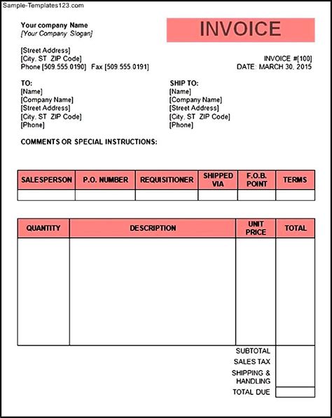 Tax Invoice Template Word Doc Invoice Example