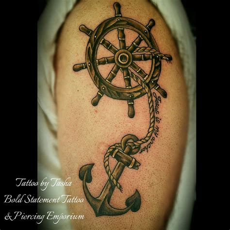 Wooden Anchor And Ships Wheel Tattoo Ship Wheel Tattoo Wheel Tattoo