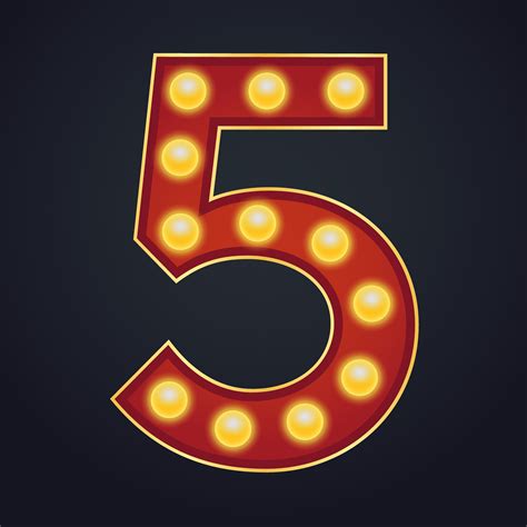 Number Five Sign Marquee Light Bulb Vintage 540625 Vector Art At Vecteezy