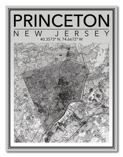 Wall Art Map Print Of Princeton New Jersey Etsy