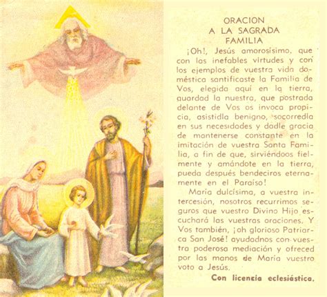 Rincón De La Oración Estampas Oraciones Sagrada Familia