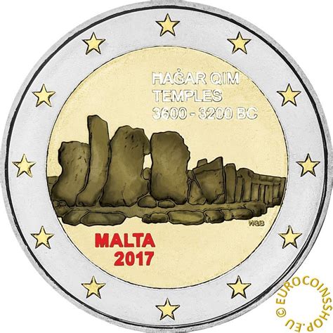 Euromince Mince 2 Euro Malta 2017 Hagar Qim Farebná Unc