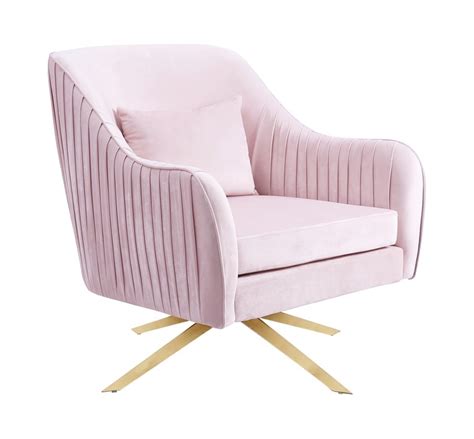 Crushed velvet scallop oyster chair sofa seat dining armchair home furniture. Paloma Pink Velvet Swivel Accent Chair by Meridian Furniture