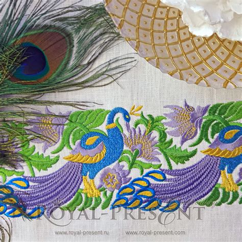 Machine Embroidery Design Peacock Border Royal Present Embroidery