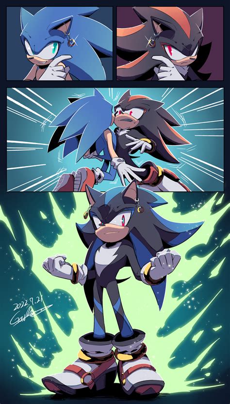 Sonic And Shadow Merged To Become Shadic By Gareki Sonicthehedgehog